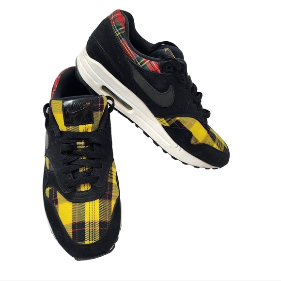 Nike Air Max 1 SE Tartan AV8219-001 Black University Red Yellow Plaid 9 - Picture 2 of 7